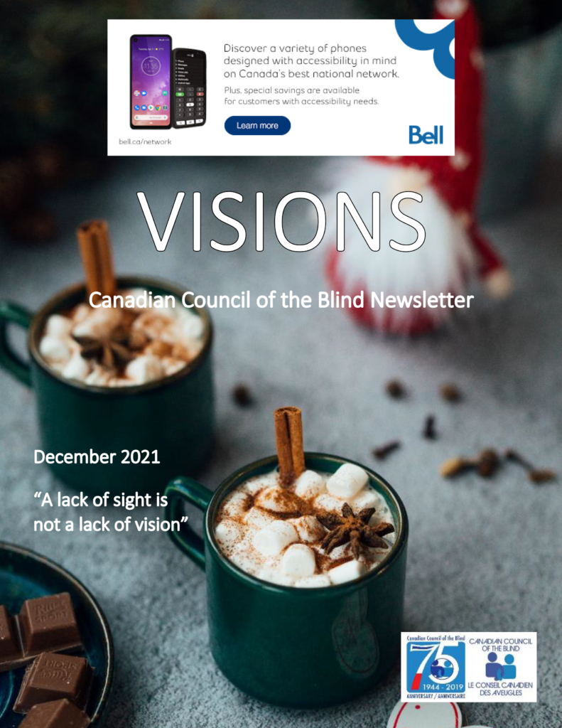 VISIONS December cover featuring cups of hot chocolate.