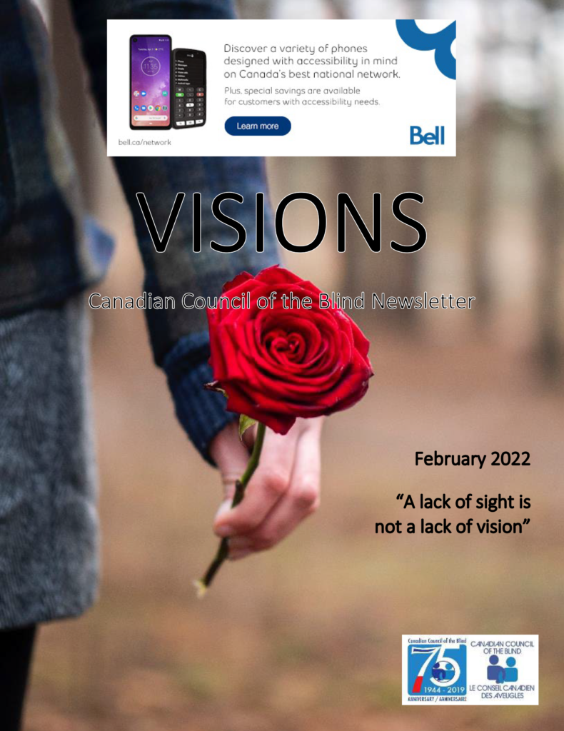 The VISIONS cover featuring a hand holding a red rose.