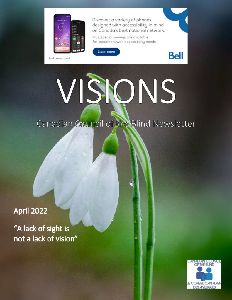 Cover of the VISIONS newsletter featuring snowdrop blooms.