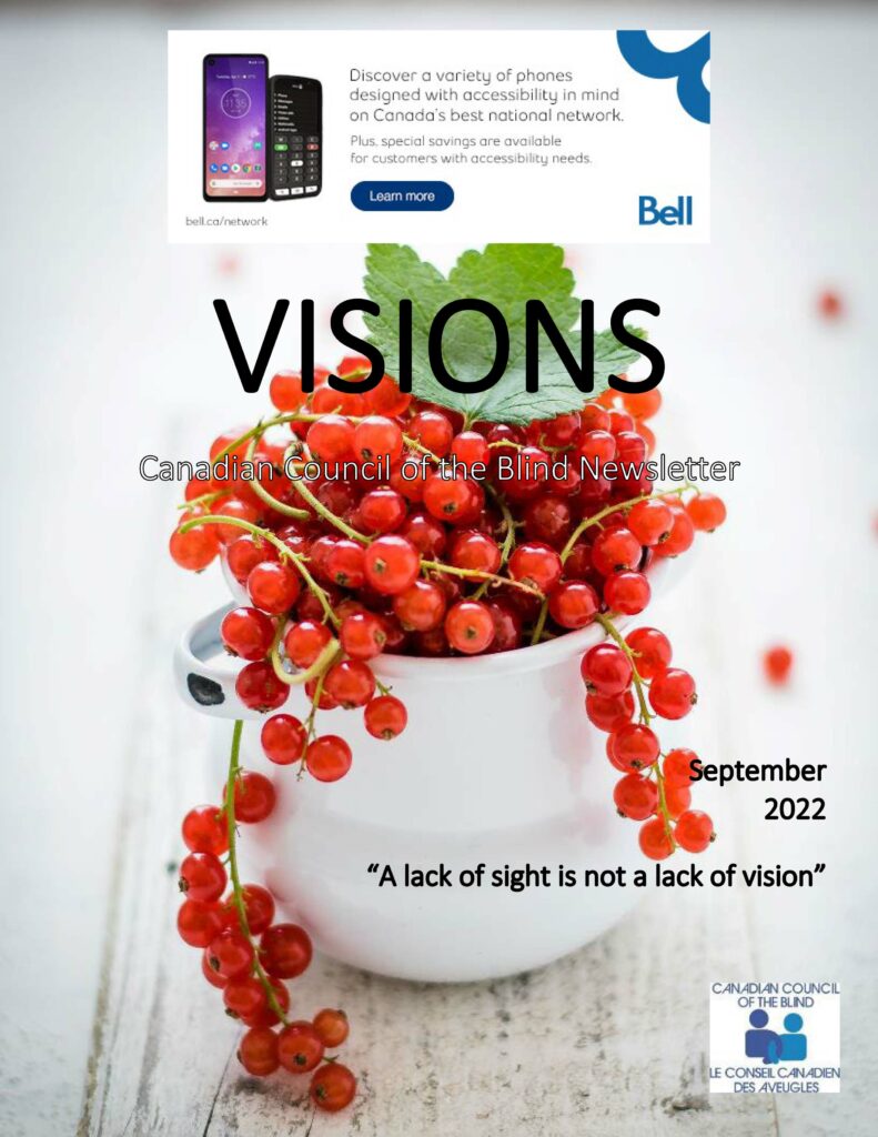 Cover of the September VISIONS newsletter featuring some currants.