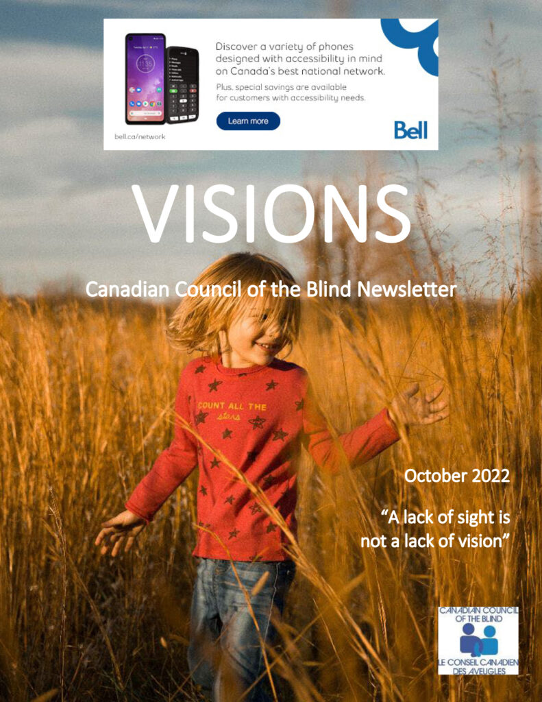 Cover of the October VISIONS featuring a child running through weat with their hand extended.