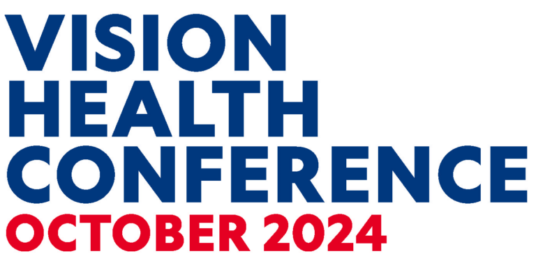 Text reading 'Vision Health Conference October 2024' in bold blue and red letters.