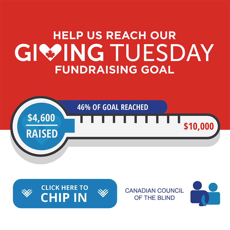 Pop up image of a thermometer showing our fund-raising progress and promoting donations for Giving Tuesday