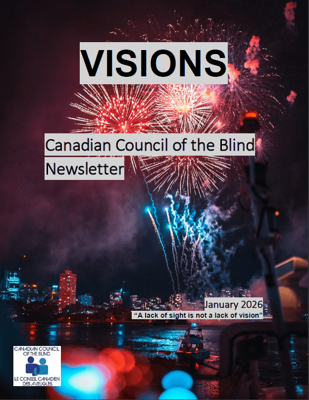 View from across a body of water of red and blue fireworks lighting up the sky in a city at night.