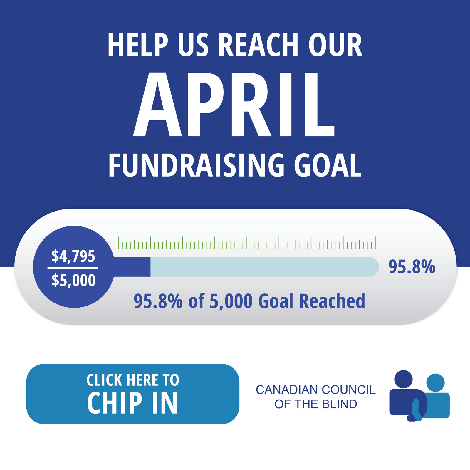 Pop up image promoting donations for the month