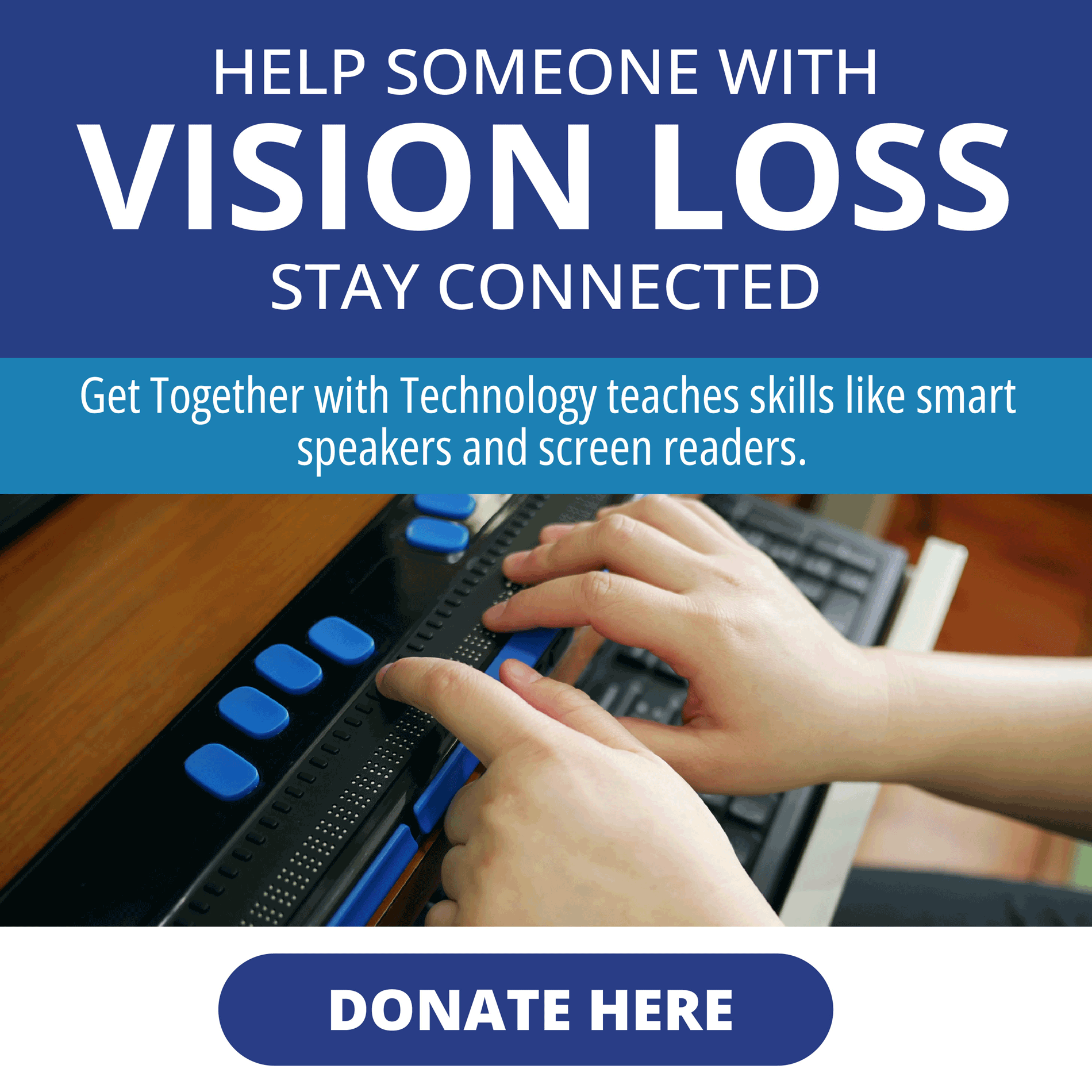 Pop up image promoting donations for the month